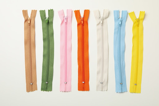 Assorted zipper types for sewing projects